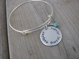 Explore Travel Dream Bracelet- "explore travel dream" - Hand-Stamped Bracelet- Adjustable Bangle Bracelet with an accent bead of your choice
