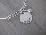 Explore Inspiration Bracelet- "explore"  - Hand-Stamped Adjustable Bracelet with an accent bead of your choice