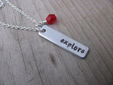 Explore Inspiration Necklace "explore"- Hand-Stamped Necklace with an accent bead in your choice of colors