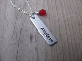 Explore Inspiration Necklace "explore"- Hand-Stamped Necklace with an accent bead in your choice of colors
