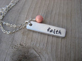 Faith Inspiration Necklace "faith"- Hand-Stamped Necklace with an accent bead in your choice of colors