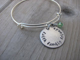 Faith Family Friends Inspiration Bracelet- "faith family friends" - Hand-Stamped Bracelet- Adjustable Bangle Bracelet with an accent bead of your choice