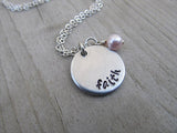 Faith Inspiration Necklace- "faith" - Hand-Stamped Necklace with an accent bead in your choice of colors