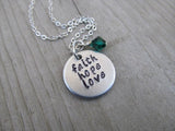 Faith Hope Love Necklace- Hand-Stamped Necklace "faith hope love" with an accent bead in your choice of colors