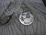 Tractor Necklace- Hand-Stamped Necklace-"Farm Girl" with Tractor charm - Hand-Stamped Necklace with an accent bead of your choice
