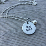 Feel Good Necklace- Hand-Stamped Necklace "feel good" with an accent bead in your choice of colors
