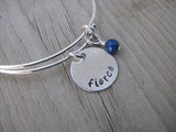 Fierce Inspiration Bracelet- "fierce"  - Hand-Stamped Bracelet  -Adjustable Bangle Bracelet with an accent bead of your choice