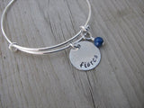Fierce Inspiration Bracelet- "fierce"  - Hand-Stamped Bracelet  -Adjustable Bangle Bracelet with an accent bead of your choice