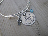 Inspiration Bracelet- "life is better in flip flops" with flip flop charm  - Hand-Stamped Bracelet- Adjustable Bangle Bracelet with an accent bead of your choice
