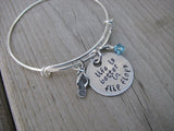 Inspiration Bracelet- "life is better in flip flops" with flip flop charm  - Hand-Stamped Bracelet- Adjustable Bangle Bracelet with an accent bead of your choice