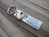 Football Keychain- with name of your choice or "football" with football helmet charm- Keychain- Small, Textured, Rectangle Key Chain