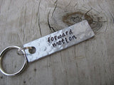 Forward Motion Inspiration Keychain - "forward motion" - Hand Stamped Metal Keychain- small, narrow keychain