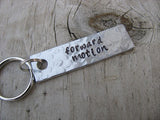 Forward Motion Inspiration Keychain - "forward motion" - Hand Stamped Metal Keychain- small, narrow keychain