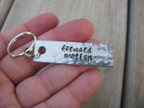 Forward Motion Inspiration Keychain - "forward motion" - Hand Stamped Metal Keychain- small, narrow keychain