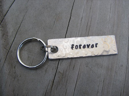 Forever Inspiration Keychain - "forever"  - Hand Stamped Metal Keychain- small, narrow keychain
