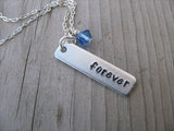 Forever Inspiration Necklace "forever"- Hand-Stamped Necklace with an accent bead in your choice of colors