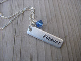 Forever Inspiration Necklace "forever"- Hand-Stamped Necklace with an accent bead in your choice of colors