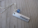 Forever Inspiration Necklace "forever"- Hand-Stamped Necklace with an accent bead in your choice of colors