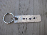 Free Spirit Inspiration Keychain - "free spirit" - Hand Stamped Metal Keychain- small, narrow keychain