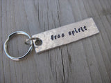 Free Spirit Inspiration Keychain - "free spirit" - Hand Stamped Metal Keychain- small, narrow keychain