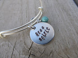 Free Spirit Bracelet- "free spirit"  - Hand-Stamped Bracelet- Adjustable Bangle Bracelet with an accent bead of your choice