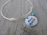 Free Spirit Bracelet- "free spirit"  - Hand-Stamped Bracelet- Adjustable Bangle Bracelet with an accent bead of your choice