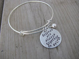Friendship Bracelet- "friends are always together in spirit" - Hand-Stamped Bracelet- Adjustable Bangle Bracelet with an accent bead of your choice
