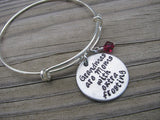 Grandmother's Bracelet- "Grandmas are Moms with extra frosting" - Hand-Stamped Bracelet- Adjustable Bangle Bracelet with an accent bead of your choice