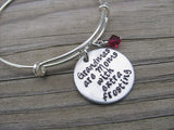Grandmother's Bracelet- "Grandmas are Moms with extra frosting" - Hand-Stamped Bracelet- Adjustable Bangle Bracelet with an accent bead of your choice