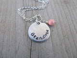 Grandma Necklace- "Grandma"- Hand-Stamped Necklace with an accent bead in your choice of colors