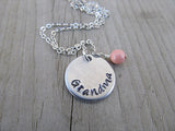 Grandma Necklace- "Grandma"- Hand-Stamped Necklace with an accent bead in your choice of colors