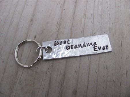 Grandma Keychain - "Best Grandma Ever" - Hand Stamped Metal Keychain- small, narrow keychain