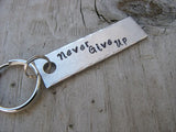 Never Give Up Inspiration Keychain - "Never Give Up" - Hand Stamped Metal Keychain- small, narrow keychain