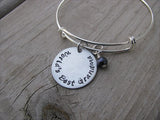 Grandmother's Bracelet- "World's Best Grandma" - Hand-Stamped Bracelet- Adjustable Bangle Bracelet with an accent bead of your choice