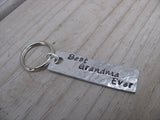 Grandma Keychain - "Best Grandma Ever" - Hand Stamped Metal Keychain- small, narrow keychain