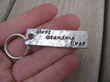 Grandma Keychain - "Best Grandma Ever" - Hand Stamped Metal Keychain- small, narrow keychain