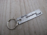 Grandma Keychain - "Best Grandma Ever" - Hand Stamped Metal Keychain- small, narrow keychain