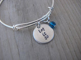 Let It Go Inspiration Bracelet- "let it go"  - Hand-Stamped Bracelet -Adjustable Bangle Bracelet with an accent bead in your choice of colors