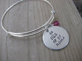 Go BIG Or Go Home Inspiration Bracelet - "go BIG or go home" Bracelet-  Hand-Stamped Bracelet- Adjustable Bangle Bracelet with an accent bead of your choice