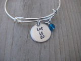 Let It Go Inspiration Bracelet- "let it go"  - Hand-Stamped Bracelet -Adjustable Bangle Bracelet with an accent bead in your choice of colors