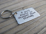 Inspiration Keychain, Handmade Keychain- "A good friend is cheaper than therapy" - hand stamped keychain- Keychain for Friend- Hand Stamped Metal Keychain