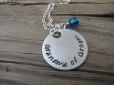 Grandma of Groom Necklace- "Grandma of Groom" - Hand-Stamped Necklace with an accent bead in your choice of colors