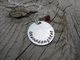 Granddaughter Necklace- "Granddaughter" - Hand-Stamped Necklace with an accent bead in your choice of colors
