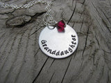 Granddaughter Necklace- "Granddaughter" - Hand-Stamped Necklace with an accent bead in your choice of colors