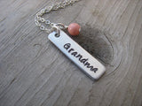 Grandma Necklace- "Grandma" -Hand-Stamped Necklace with an accent bead of your choice