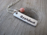 Grandma Necklace- "Grandma" -Hand-Stamped Necklace with an accent bead of your choice