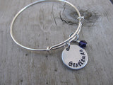 Gratitude Inspiration Bracelet- "Gratitude"  - Hand-Stamped Bracelet- Adjustable Bangle Bracelet with an accent bead of your choice