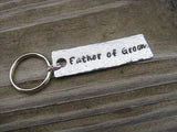 Father of the Groom Keychain - "Father of Groom" - Hand Stamped Metal Keychain- small, narrow keychain