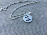 Hang in There Inspiration Necklace- "hang in there"- Hand-Stamped Necklace with an accent bead in your choice of colors