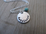 Happiness Inspiration Necklace- "happiness" - Hand-Stamped Necklace with an accent bead in your choice of colors